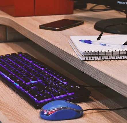 Work desk with keyboard and mouse