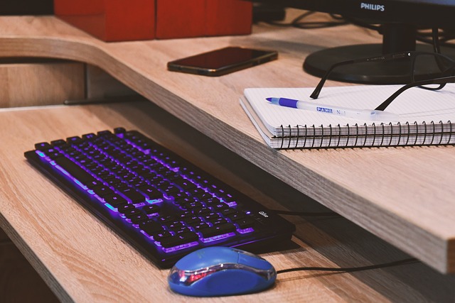 Work desk with keyboard and mouse